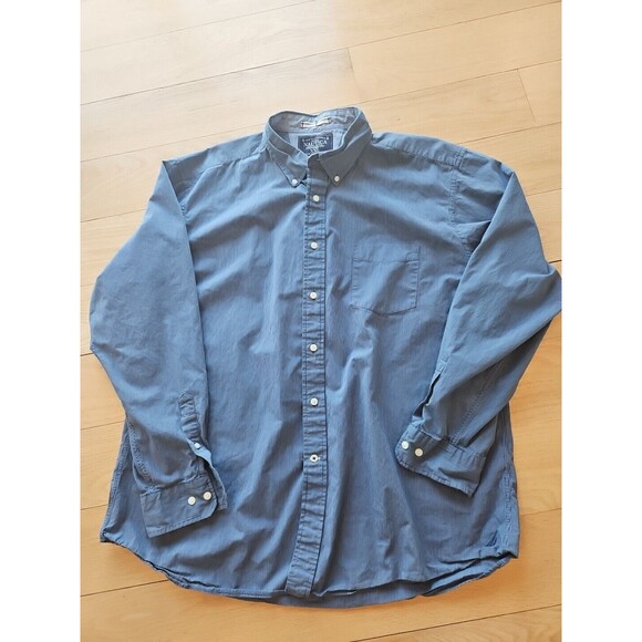 NAUTICA Button Down Shirt Pocket Blue W/slim White Stripes, Mens XXL, Preppy - Picture 3 of 7